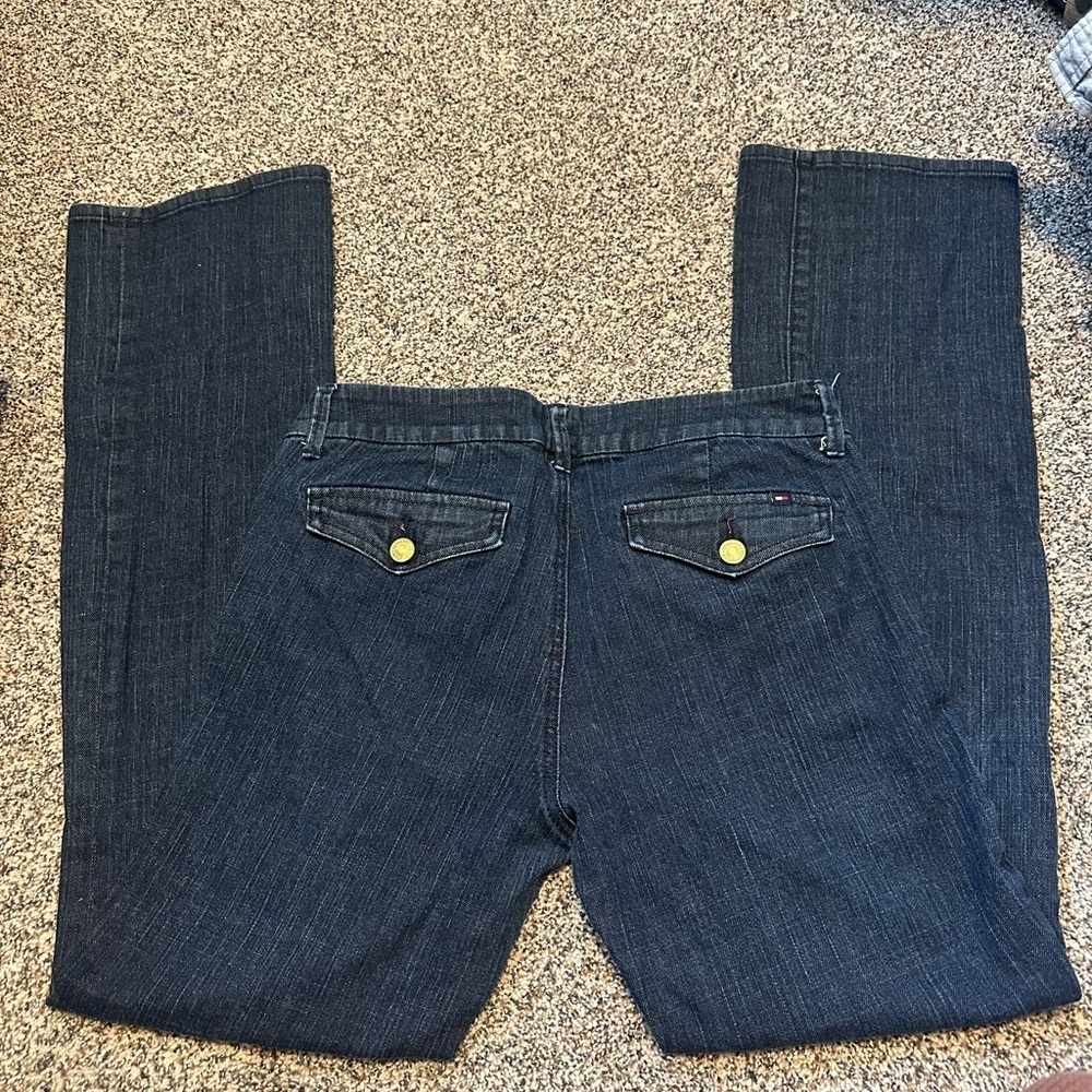 Y2K Tommy Hilfiger Dark Blue Women's Straight-Leg  Jeans